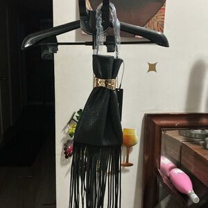 Elegant Black Fringe Women's Bag